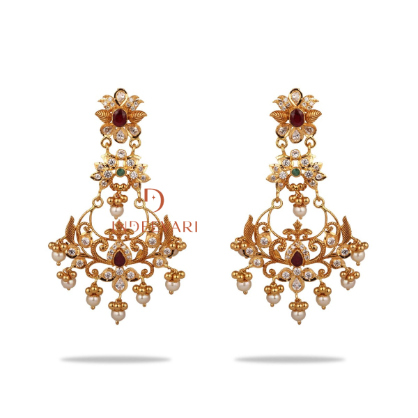 Harshita Pachiwork Chandbali Earrings 
