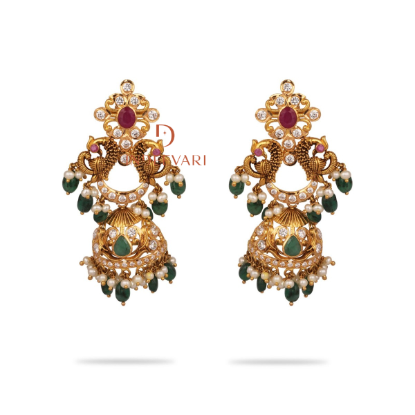 Parnika Pachiwork Chaandbaali Jhumki Earrings 