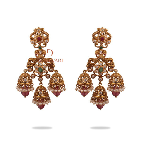 Disha Pachiwork Jhumki Earrings 