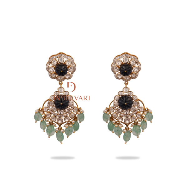 Resham Emerald Beads Earrings