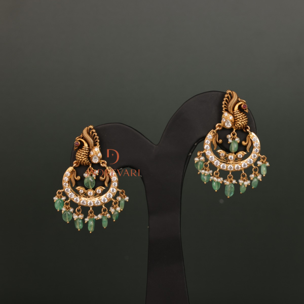Vindhuja CZ, Pearl & Emerald Chandbali