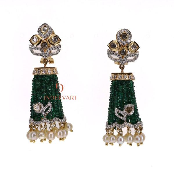 Royal 18kt Diamond and Emerald Jhumkis