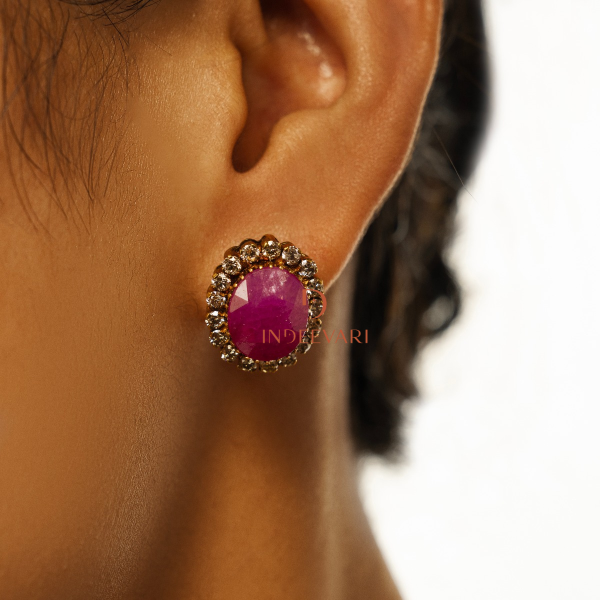 Radiant Ruby Diamond Studs