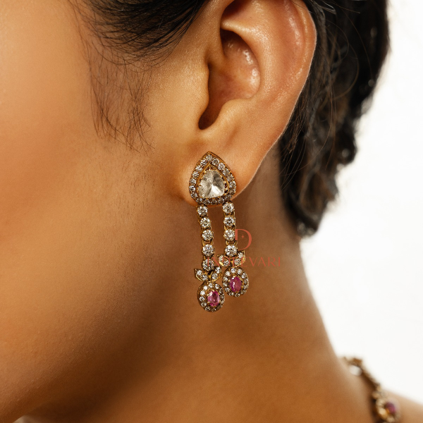 Exquisite Ruby and Diamond Dangle Earrings