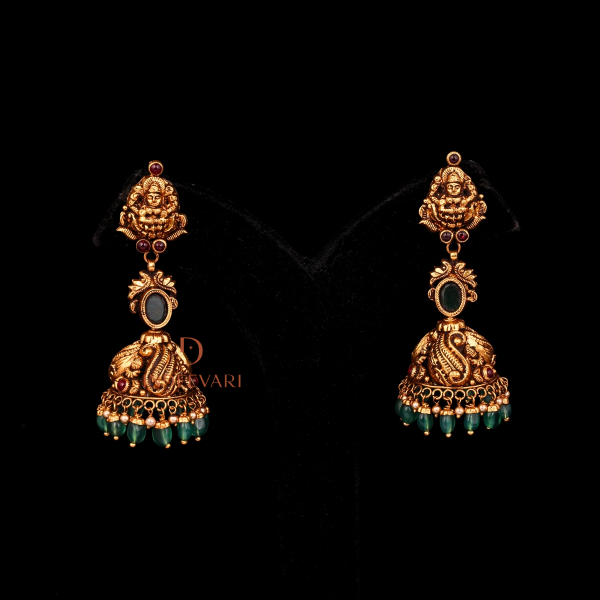 Emerald Nakshi Devi Jhumkis