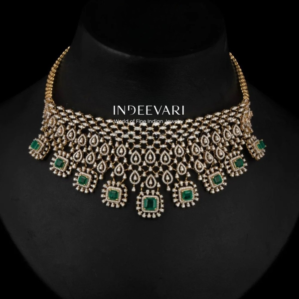 Diamond Emerald Green Balance Choker
