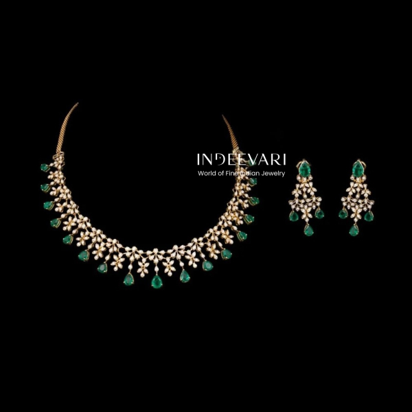 Verdant Virtue Diamond Necklace Set Yellow Gold