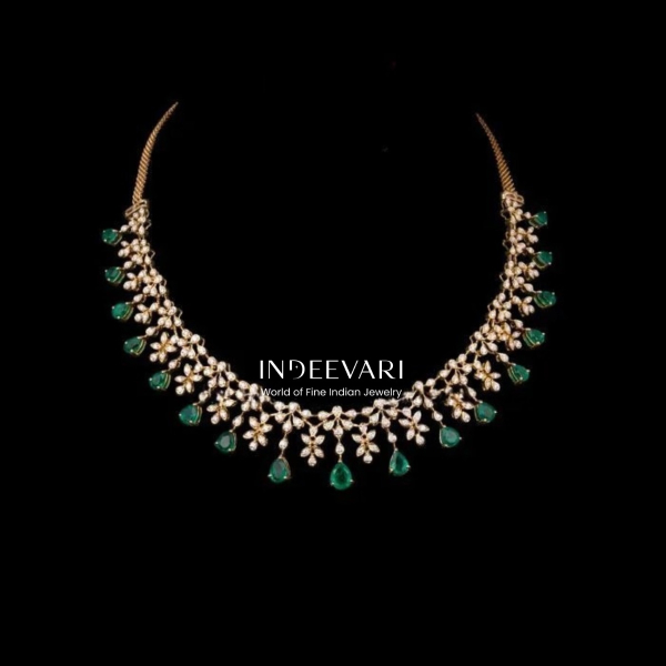 Verdant Virtue Rose n White Gold Diamond Necklace