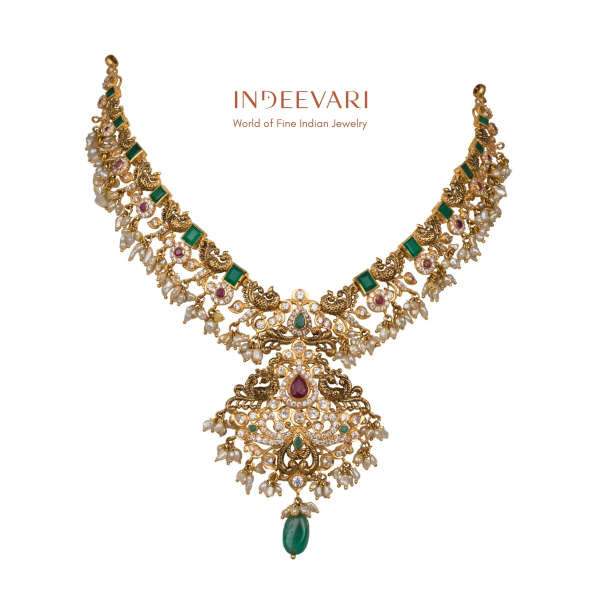 Micropearls Emerald & Ruby CZs Necklace