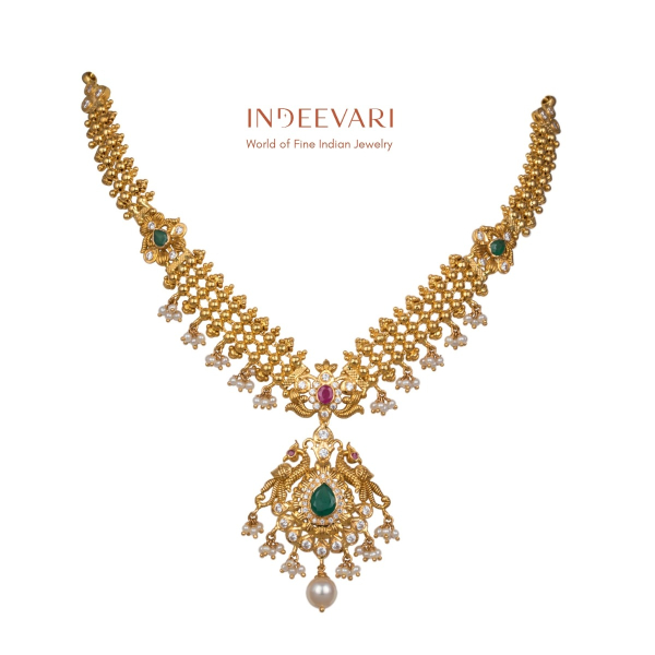 Striking Gold & Emerald CZs Necklace