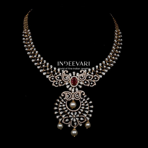 Splendid Kalka Diamond and Ruby Necklace