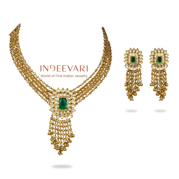 Mossanite Necklace Set With Kundan