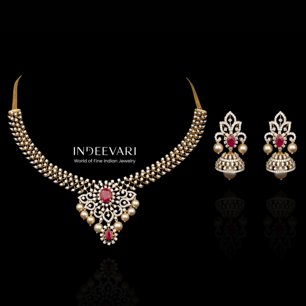 Ruby And Diamond Necklace Set