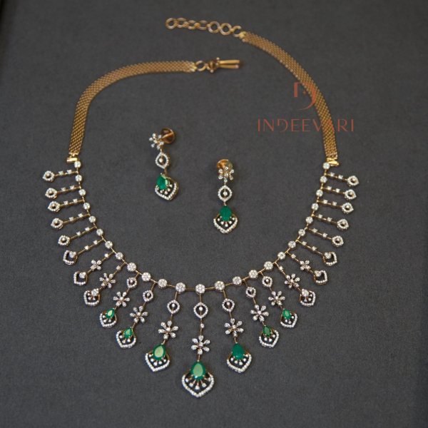 Presha Diamond Necklace Set In Rose Gold 