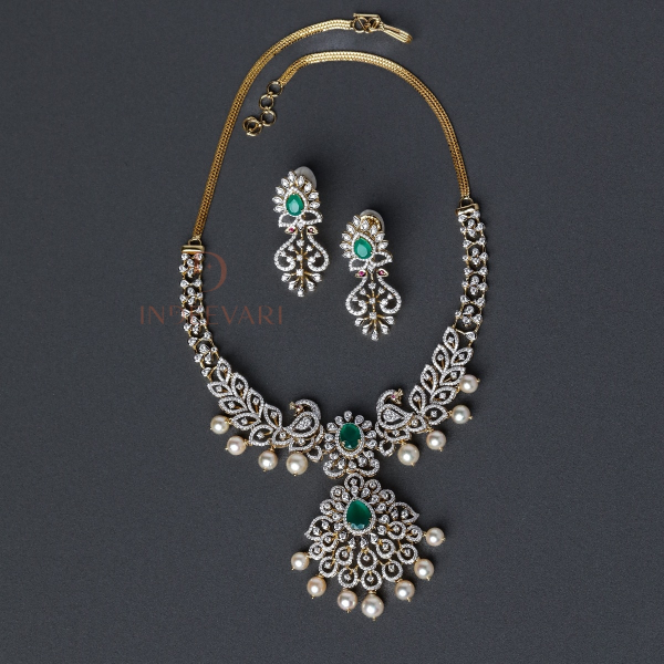 Regal Diamond Mayuri Necklace Set