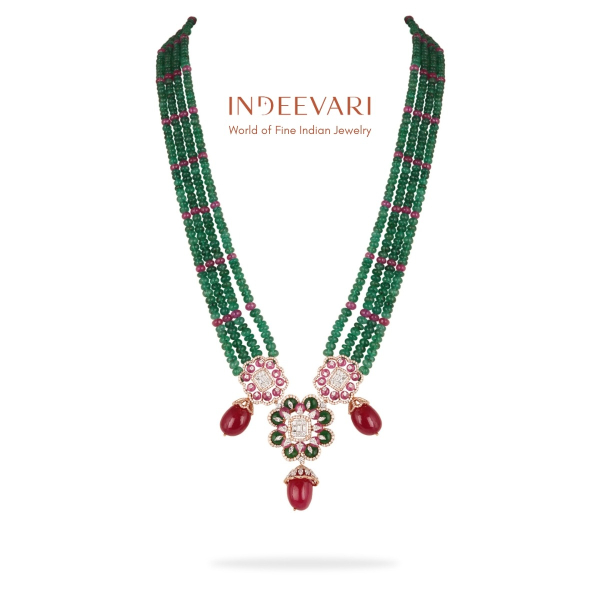 Adhira Haram Beads Diamond Polki Necklace