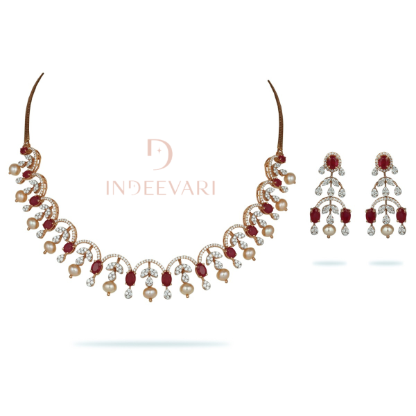 Nia Diamond & Ruby Necklace Set
