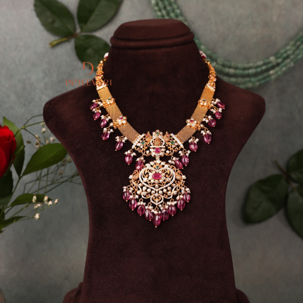 Mayurika Pachi Ruby Beads Necklace