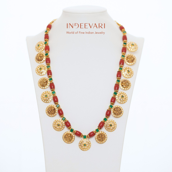 Regal Emerald Coral Bottu Mala