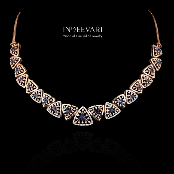 Amber Sapphire and Diamond Necklace