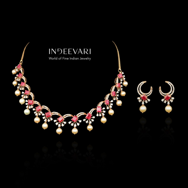 Ninarika Diamond & Ruby Neclace Set