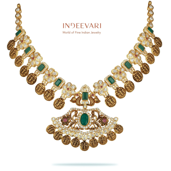 Pavalam Traditional Ruby & Emerald Necklace