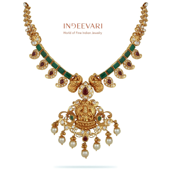 Aakaar Emerald & Ruby Pearl drop Necklace