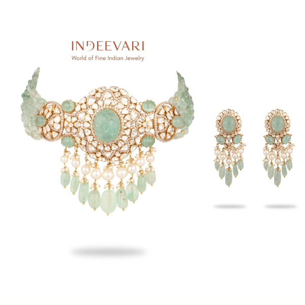 Shyla Heritage Russian Emerald Choker Necklace Set