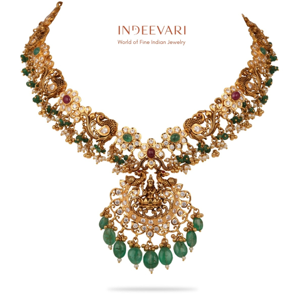 Vandana Ruby & Emerald Pachiwork necklace