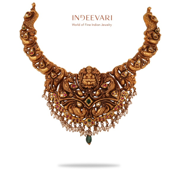 Amutha Gemstone & Gold Nakashi Necklace
