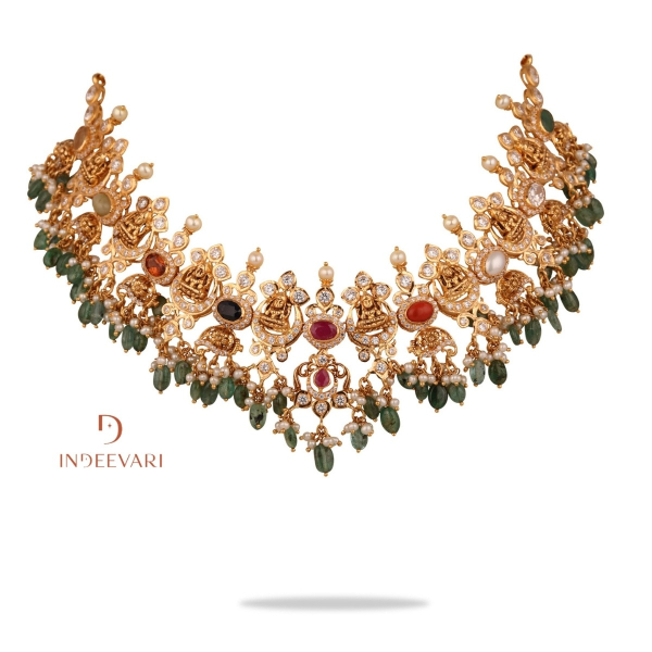 Navya Pachiwork Navratna Necklace 