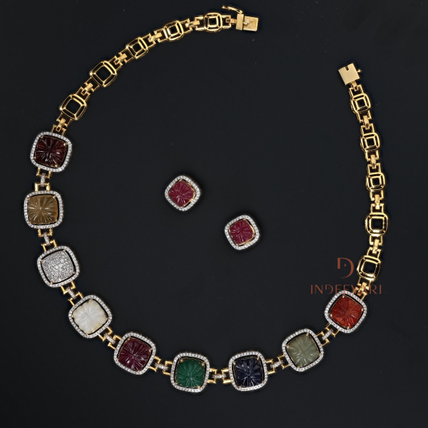 Charita Navratna Necklace Set
