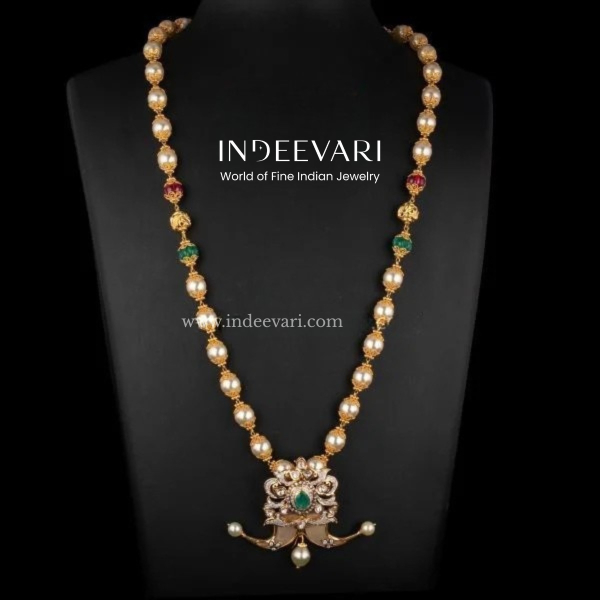 Men's 28 inch Pearl Chain with Tigernail in Polkis