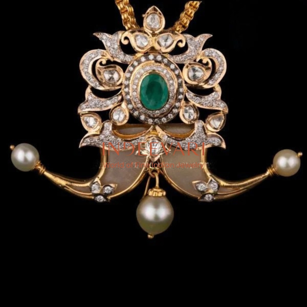 Polki Narsimha Tigernail with Changeable Drop