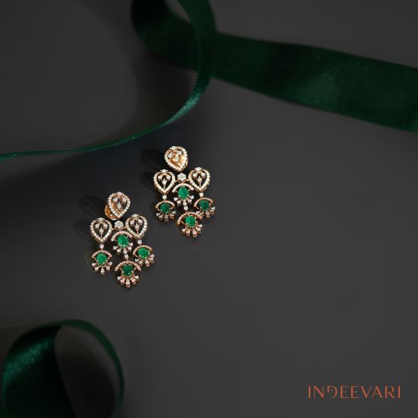 Elegant Emerald Drop Diamond Earrings