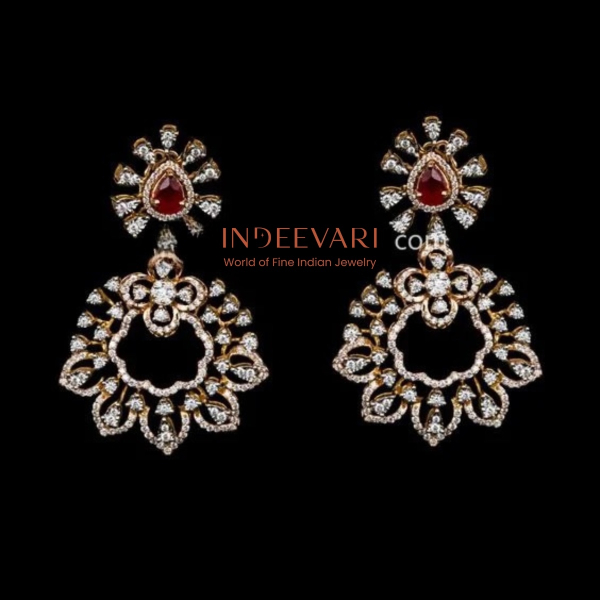Majestic Diamond and Ruby Chandbali Earrings