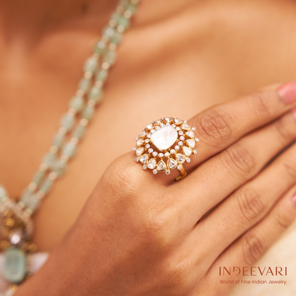 Oval Polki Diamond Statement Ring