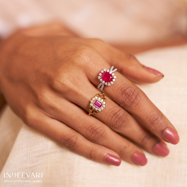 Ruby Diamond Solitaire Ring