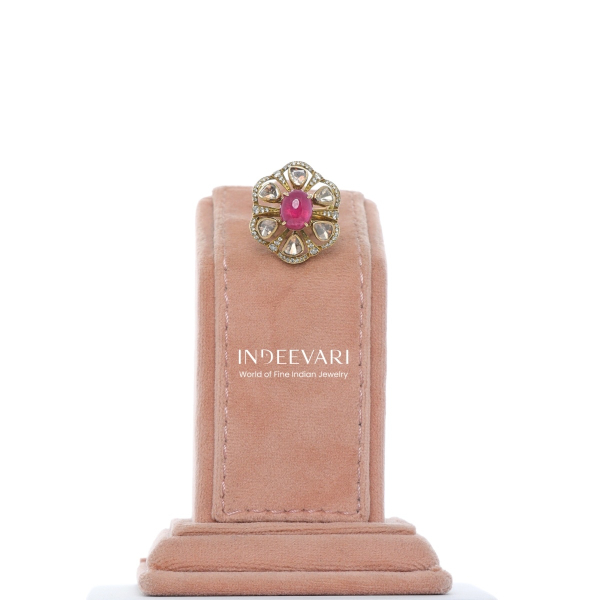 Ruby Polki Floral Cocktail Ring