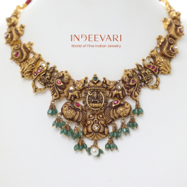 Antique Peacock & Elephant Temple Necklace