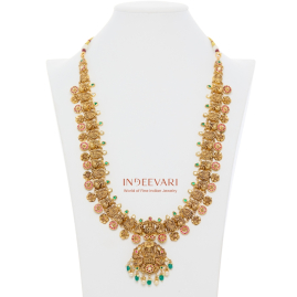 Royal Temple Long Necklace with Detachable Lakshmi Pendant