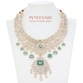 Emerald Starburst CZ Bridal Necklace – 18kt Gold Detachable Necklace