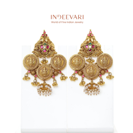 Antique Gold Lakshmi Coin Jhumkasx