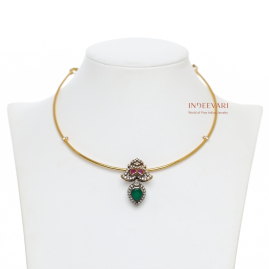 Navya Victorian CZ Kanti with Emerald & Ruby Design