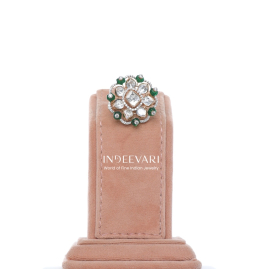 Emerald Polki Floral Ring