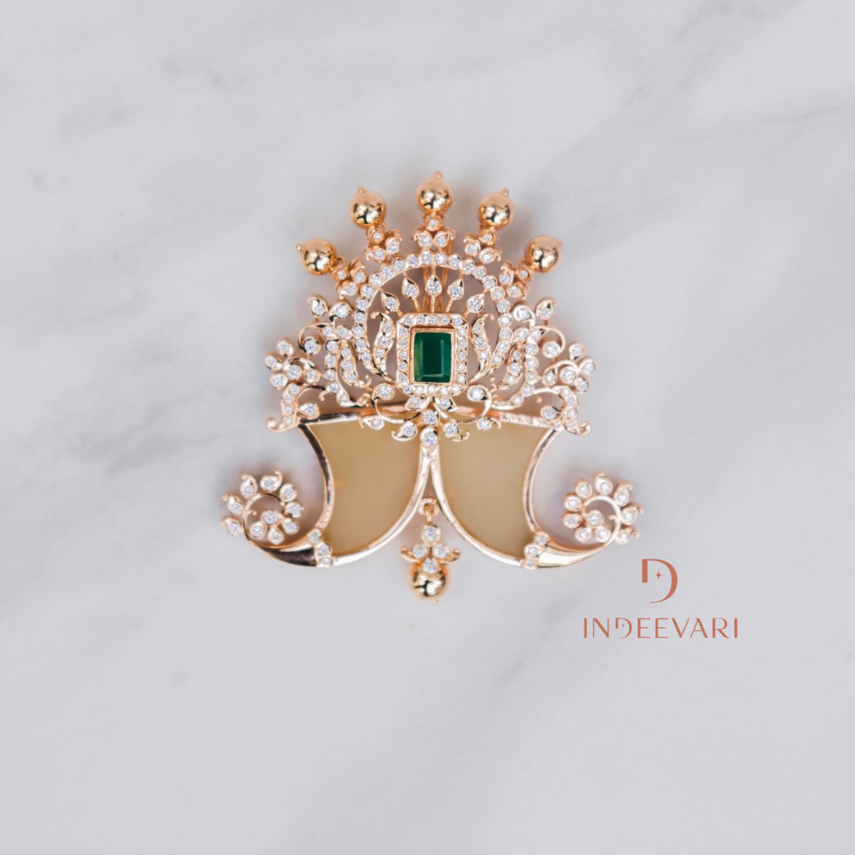 Ritika Diamond Tigernail Pendant — Puli Goru — South Indian Protective Talisman — Indeevari USA