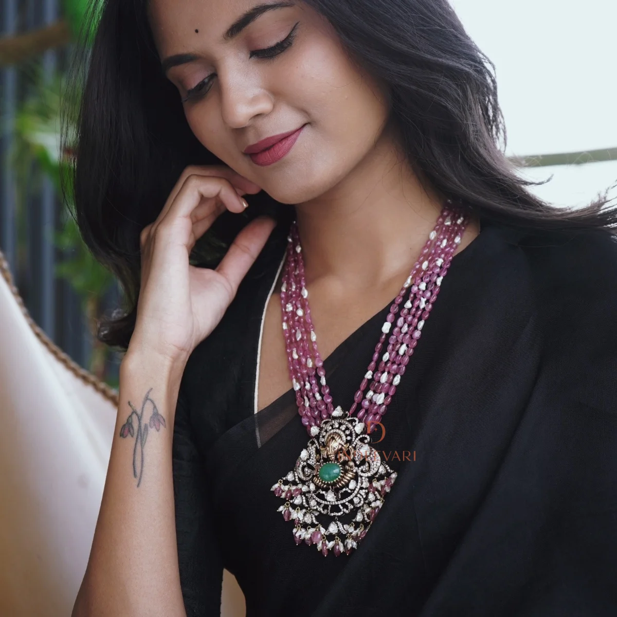 Vinayaka Victorian Ruby Beads Necklace