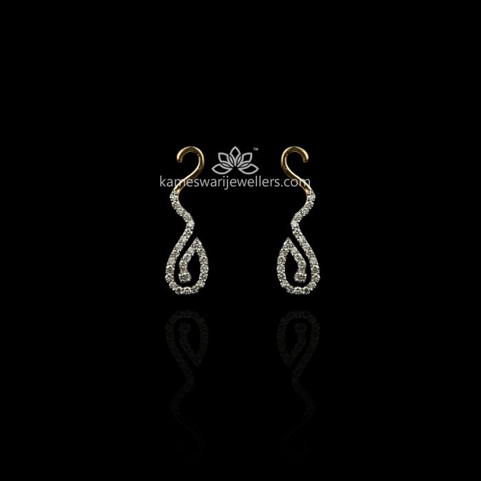 Shimmering Gold Plated Kundan American Diamond Earrings - South India Jewels