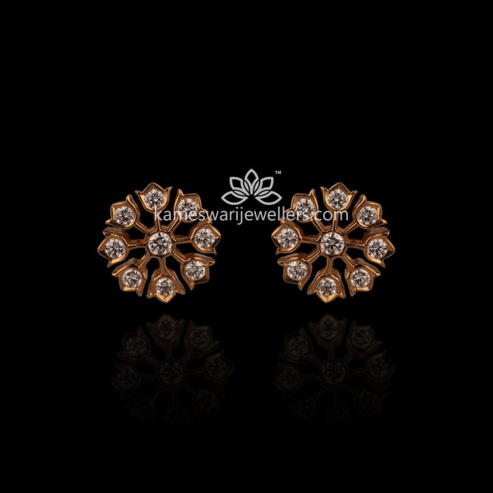 Diamond Earrings: Buy Coral Diamond Hanging Earrings Online | Rose