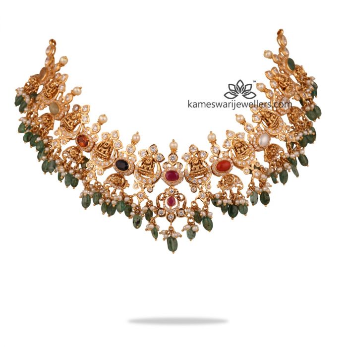 Navratna Necklace with Drop – PalsaniJewels.com